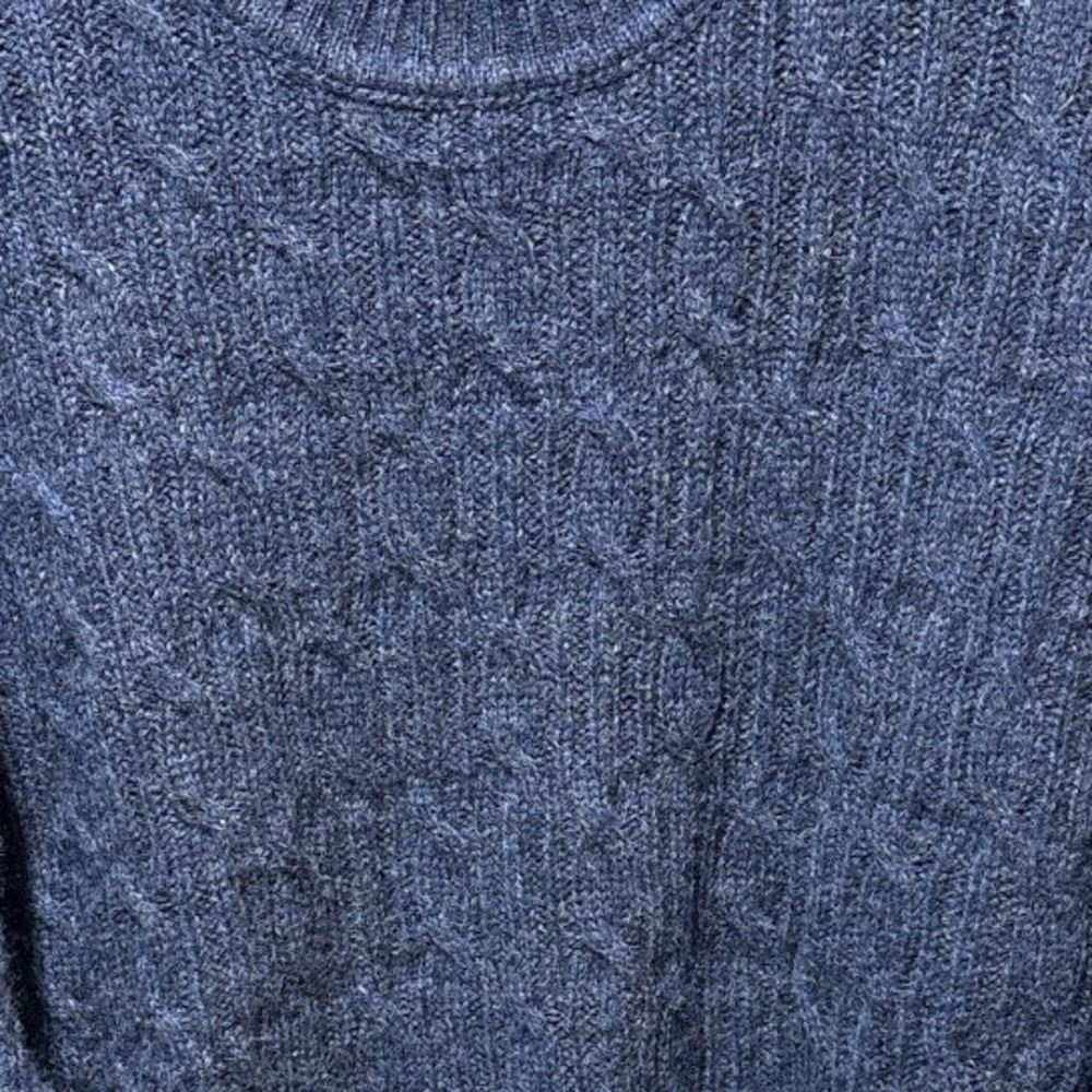 Vintage Woolrich 100% Pure Wool Cable Knit Sweater Men M Blue Fisherman Crewneck - Picture 6 of 6